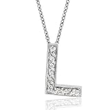 Sterling Silver CZ Letter L Initial Pendant