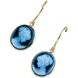 14K Yellow Gold Agate Cameo Earrings