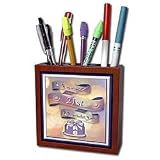 Beverly Turner Birthday Design - Ribbon and Cake Happy 21st Birthday - Tile Pen Holders-5 inch tile pen holder