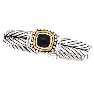 925 Silver & Onyx Bracelet with 18k Gold Accents
