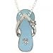 Silver Pendant Necklace Enamel Sandal Light Blue 16in