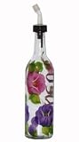 Review ArtisanStreet  / ArtisanStreet's Clear Glass Oil Bottle. Hand Painted with Pansy Design. Features Open & Close Spout. Made to Order, Signed by Artisan.