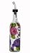 ArtisanStreet's Clear Glass Oil Bottle. Hand Painted with Pansy Design. Features Open & Close Spout. Made to Order, Signed by Artisan.
