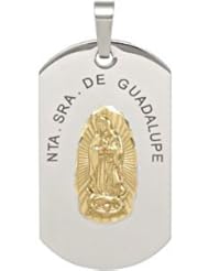 Stainless Steel Dog Tag with 10KT or 14K GoldT Gold Quadalupe Center