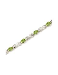 10K White Gold Oval Peridot and Diamond Bracelet by Jewelry Mountain