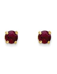 MadiK® Childrens 14k Yellow Gold 3mm Genuine Ruby Post Screwbacks Earrings