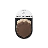 Brown and Tan Dog Cat Food Pet Can Top Cover Lid Set of 2 Storage Kitchen Fresh Leftovers Paw