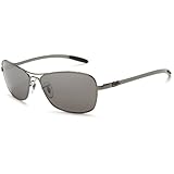 Ray-Ban RB8302P Tech Square Aviator Polarized Sunglasses,Shiny Gunmetal Frame/Grey Lens,58 mm