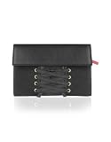 Leonardo Delfuoco Black Canvas and Leather Flap Wallet