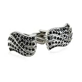 Jet Black Swarovski Crystal Wave Cufflinks with Platinum Overlay