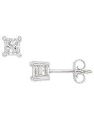 1 Carat Princess Cut Diamond 14kt White Gold Stud Earrings