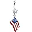 Usa Flag Dangle Belly Ring