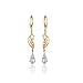 Yazilind Elegant Hollow Design 18k Gold Filled Inlay Teardrop Cubic Zirconia Dangle Drop Earrings