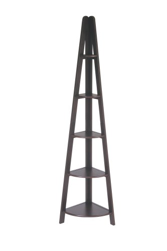 Home Star Espresso Corner Ladder Bookcase