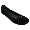 Ladies Black Flower Flat Comfort Womens Pumps Shoes