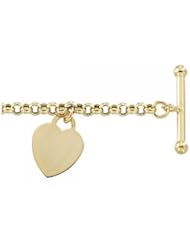 Rolo Bracelet with Heart Charm & Toggle Clasp - 6 MM
