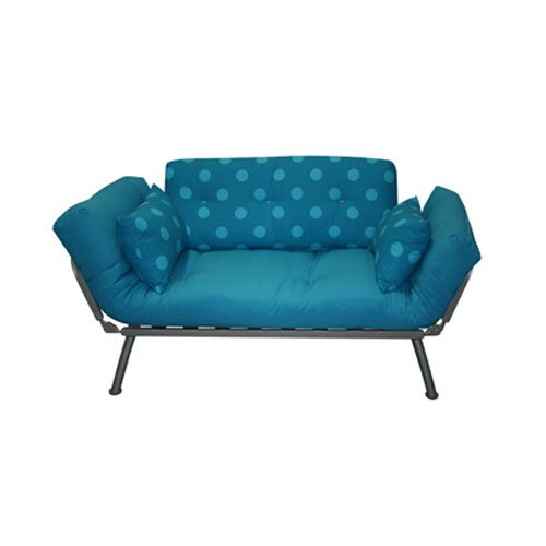 Modern Loft Sleeper Sofa w Aqua Polka Dot Mali 