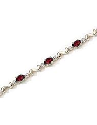 14kt Yellow Gold Oval Garnet and Diamond Bracelet