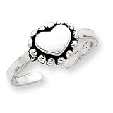 Sterling Silver Antiqued Heart Toe Ring