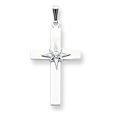 14k White Gold .03ct Diamond Cross Pendant