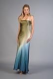 Teal Silk Ombre Dresses by Nicole Miller