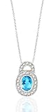 1.15 TCW GENUINE OVAL BLUE TOPAZ & DIAMOND 14K PENDANT