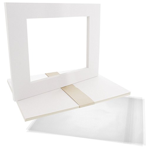 US Art Supply Art Mats Brand Premier High Quality Acid-Free Pre-Cut 16x20 White Picture Mat Matte Sets. Includes a Pack of 5 White Core Bevel Cut Mattes for 11x14 Photos, Pack of 5 Backers & Pack of 5 Crystal Clear Plastic Sleeves Bags.