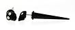 Fake Acrylic Taper - Black Skull with 2 CZs for Eyes - 16g Wire Stud - 0 Gauge - 47mm Length - Sold as a Pair