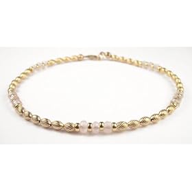 Pink Tourmaline QUARTZ CRYSTAL 14Kt Gold Filled Gemstone Anklets Ankle... by