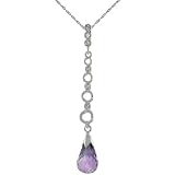 10k White Gold Graduated Circle Cut Outs and Amethyst Pendant, w  0.05 Carat Brilliant Cut...