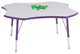 Jonti-Craft 6453JCA005 KYDZ ACTIVITY TABLE - FOUR LEAF - 48 INCH, 24 INCH - 31 INCH HT - GRAY/TEAL