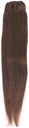 Fohair Clip in/on India Remy Human Hair Extensions 20 Inch 9 Pieces Silky Straight Full Head Volume Sets #33 Dark Auburn