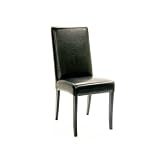 Baxton Furniture Studios Tall Leather Dining Chair, Set of 2, Black by Baxton Furniture Studios