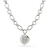 Bling Jewelry Sterling Silver Pave CZ Raised Heart Pendant Necklace