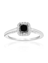 1/2 (0.46-0.55) Cts Black & White Diamond Ring in Silver