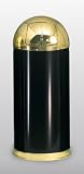 Designer Line European 15 gallon Steel/Brass Round Top Black/Brass Waste Receptacle R1536-10BGL