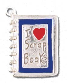 Solid Sterling Silver I Love Scrap Books Charm