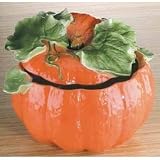 Lg. Pumpkin Soup Tureen Collectible Vegetable Ceramic Glass Container