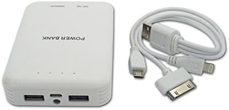PowerEquip External Rechargeable Battery 10400mAh Dual Port Power Bank for Tablet PC, Smartphone Power Back up, Apple iPhone, iPad, Samsung Galaxy Tab S3, Nexus, ASUS, HTC, Motrola And More - White