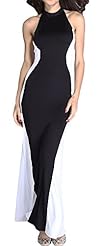 Sexy Colorblocking Halter Maxi Dress 