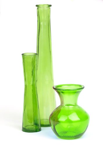 Decorative Lime Green Recycled Glass Vases