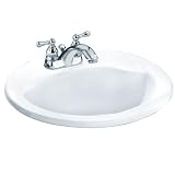 American Standard 0419.444EC.021 Cadet Oval Everclean Countertop Sink, 4-Inch Faucet Holes, Bone