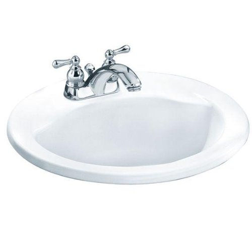 American Standard 0419.444EC.021 Cadet Oval Everclean Countertop Sink, 4-Inch Faucet Holes, Bone