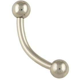 Stainless Steel Externally Threaded Curved Barbell: 14g 1/2", Stainless Steel Balls: 4mm
