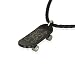 Stainless Steel Black Tone Skull Design Skateboard Pendant w. Woven Faux Leather Necklace