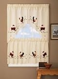Rooster Daybreak Embellished Tier & Swag curtain Set