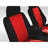 CUSTOM Chevy Uplander Seat Covers - REAR FULL SET: Low Back Buckets w/ Adjustable Headrests (No Arms) (2005-2009) - Neo-Supreme Black w/ Red - Made in the USA