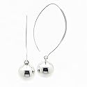 12mm Ball Drops Sterling Silver Shaped Ear Wire Hook Earrings