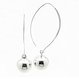 12mm Ball Drops Sterling Silver Shaped Ear Wire Hook Earrings