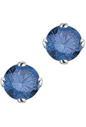 1/4 ct. Blue - I1 Round Brilliant Cut Diamond Earring Studs in 14K White Gold